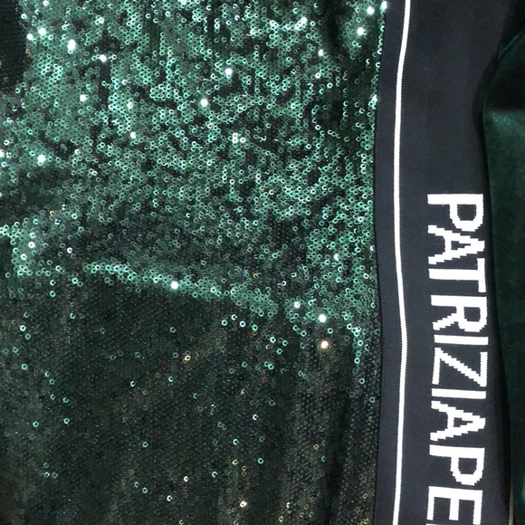 Patrizia Pepe green velvet sequin open back mini dress long sleeve - Picture 5 of 10